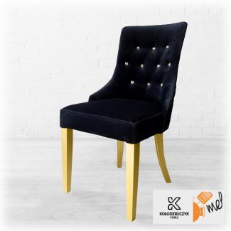 krzesła do salonu nowoczesne pikowane cekinami ze złotymi nogami