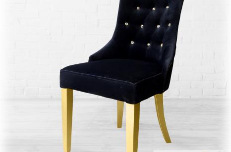 krzesła do salonu nowoczesne pikowane cekinami ze złotymi nogami